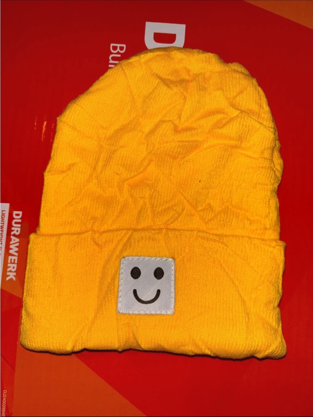 Kids Yellow Smile Patch Beanie Hat
